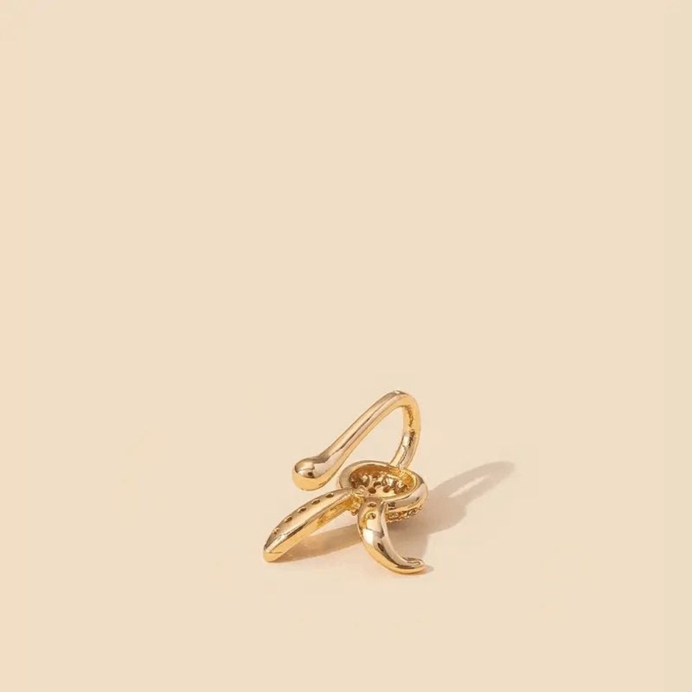 Gold Diamond Bunny Rabbit Nose Ring Cuff - Picture 4 of 5
